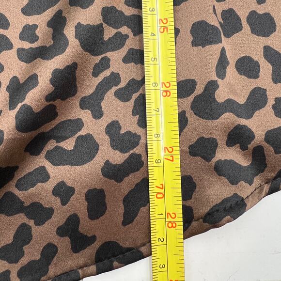 Vintage Y2K Lord & Taylor Silk Brown Leopard Printed Shirt Top - Picture 10 of 11